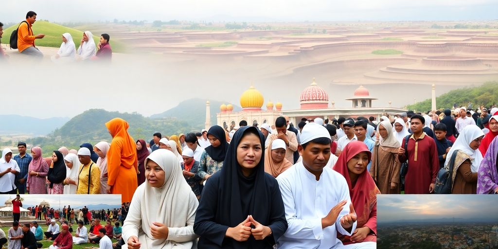 Umat Islam di Indonesia berdoa bersama dalam suasana harmonis.